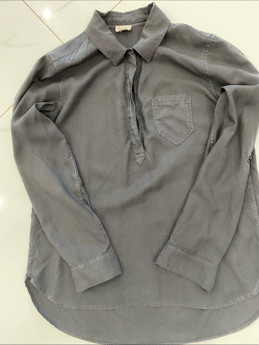 Daniel Cremieux womens Charcoal Button-Front Casual Shirt